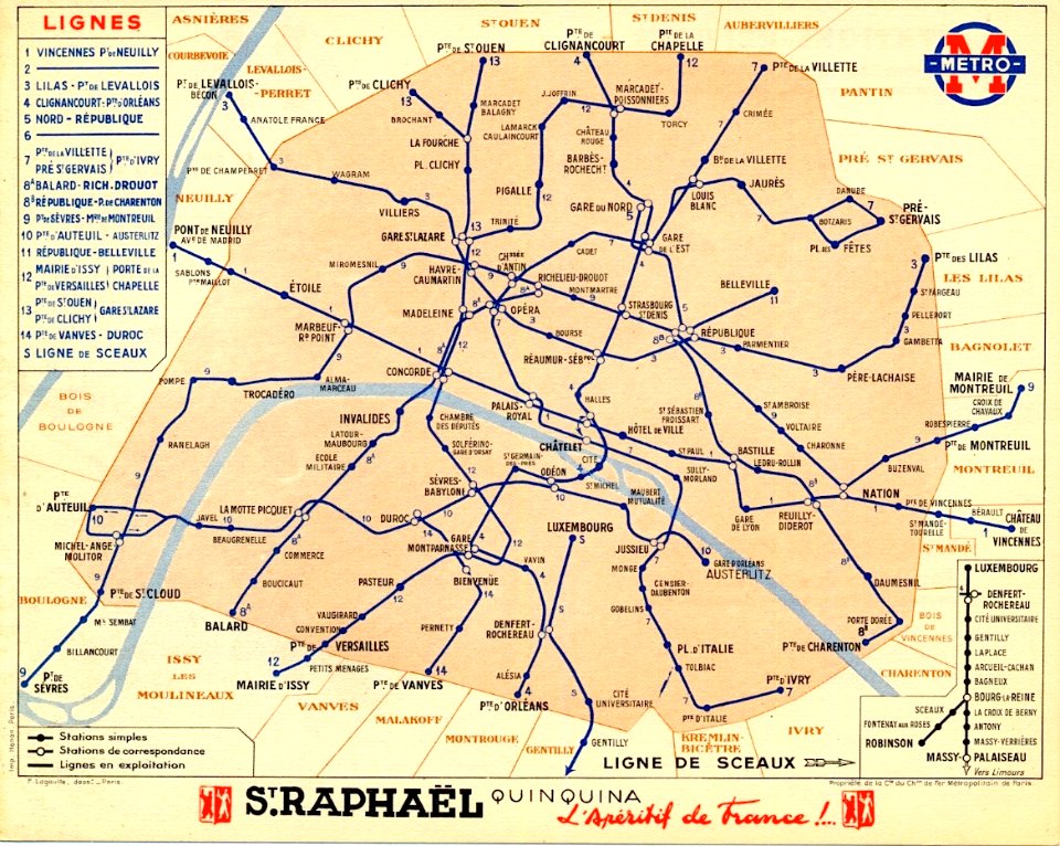 Métro parisien, état du réseau en 1940