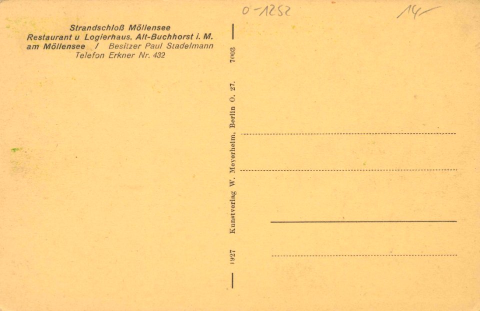 Möllensee, Brandenburg - Gesellschaftsräume im Strandschloss Möllensee (back) (Zeno Ansichtskarten)