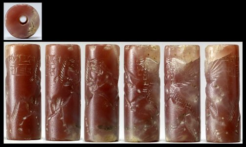 Mesopotamian - Cylinder Seal with Human-Headed Griffin Attacking a Horse - Walters 42444 - View A