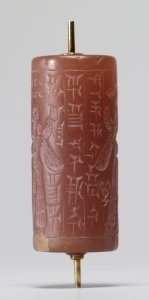 Mesopotamian - Cylinder Seal with Winged Deities - Walters 421194 - Side A