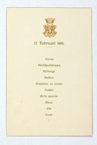 Meny. 17 feb 1911 - Hallwylska museet - 86986