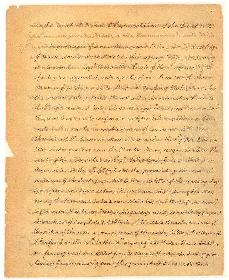 Message of President Thomas Jefferson concerning the success of the expedition of Lewis and Clark, 02-19-1806 (page 1 of 4) (6628104597)
