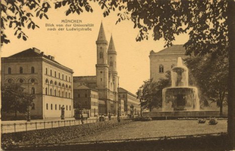 München, Bayern - Blick von der Universität nach der Ludwigstraße (Zeno Ansichtskarten)