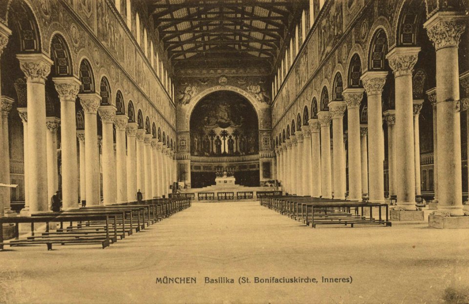 München, Bayern - St. Bonifatiuskirche, Inneres (Zeno Ansichtskarten)