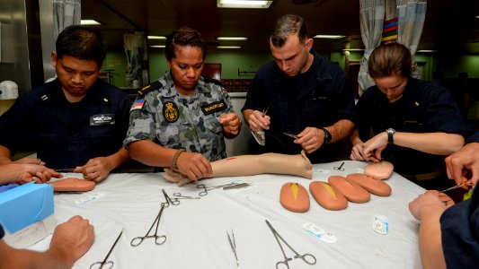 Mercy crew conducts suture training during Pacific Partnership 2015 150714-N-PZ713-037 photo