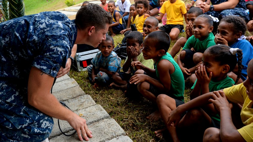 Mercy crew participates in ribbon cutting ceremony for the Viani Primary School during Pacific Partnership 2015 150617-N-PZ713-164