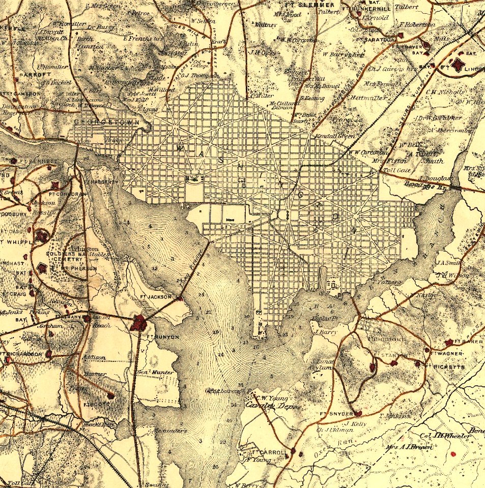 N E Virginia forts and roads, detail of Washington2