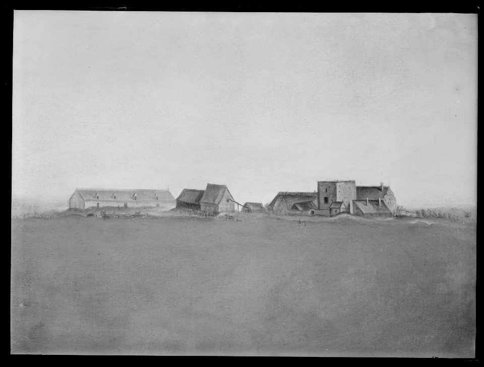Mögeltönderhus och Mögeltönder kyrkby i Schleswig-Holstein med omgivning. Oljemålning på duk - Skoklosters slott - 17369