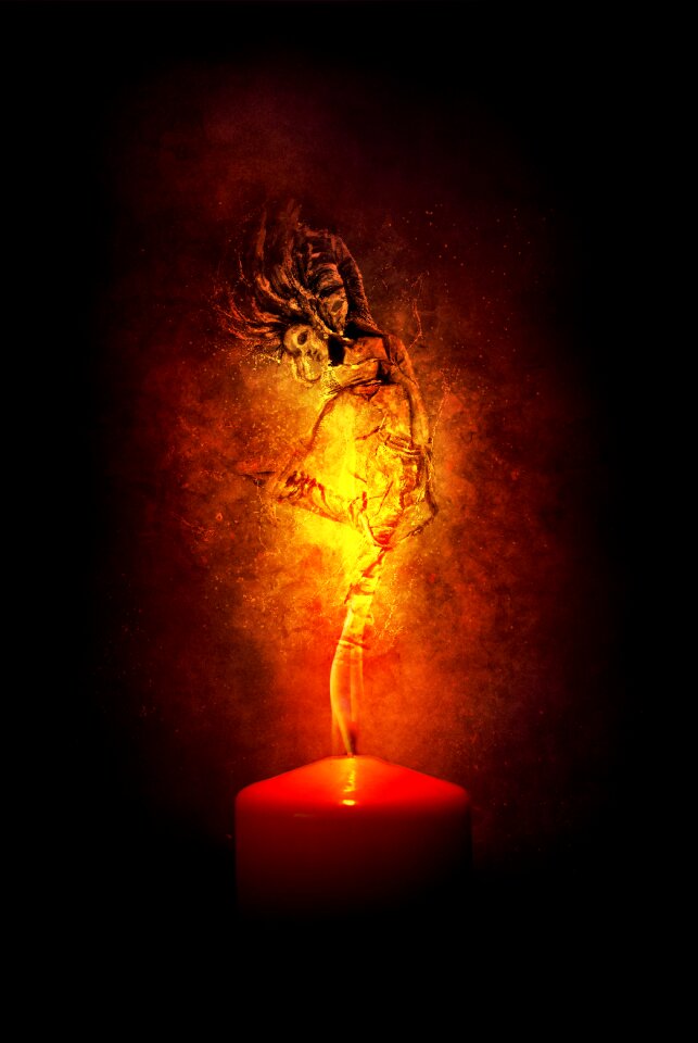 Inflamed light candle