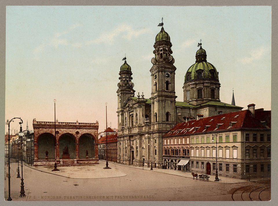 München. Theatinerkirche mit Feldherrnhalle LOC ppmsca.52592
