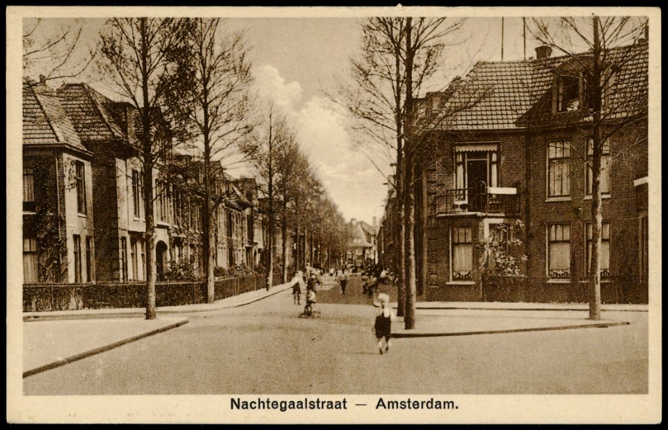 Nachtegaalstraat hoek Ooievaarsweg. Uitgave J. Sleding, Afb PRKBB00453000002