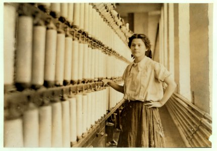 Name- Anna Grenier at her 'speeder' Burlington, Vt. Has been here 2 years. Chace Cotton Mill. May 7, 1909. LOC cph.3b24157