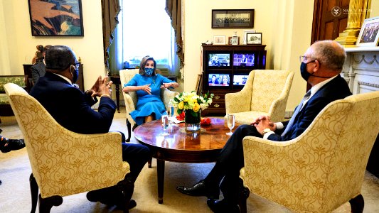 Nancy Pelosi meeting with John Bel Edwards and Troy Carter - 2021