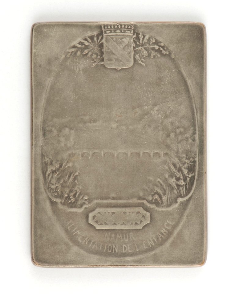 Namur - Alimentation de l'Enfance, plaquette by Pierre Theunis, Belgium, 1918, Coins and Medals Department of the Royal Library of Belgium, 2Lef72 - 24 (verso)