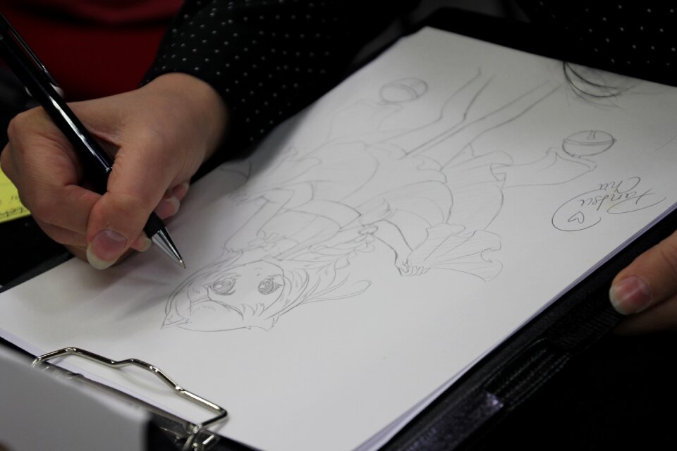 Artists draw pencil