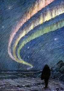 Nansen - Nord i Tåkeheimen, woodcut 1, coloured