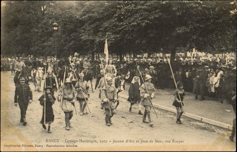 Nancy, Cortège historique, 1909, Jeanne d'Arc et Jean de Metz, son Ecuyer CP 5517 PR