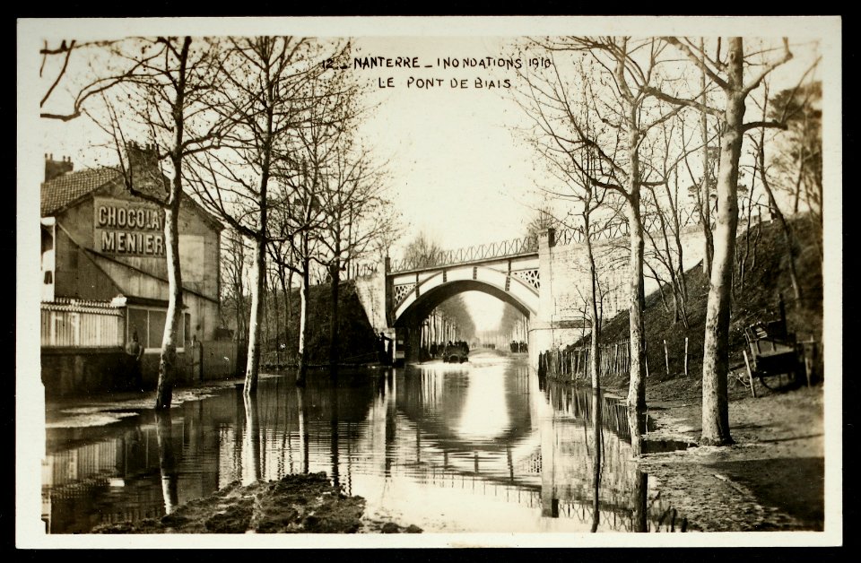 Nanterre.Pont de Biais.Inondations 1910.Perspective