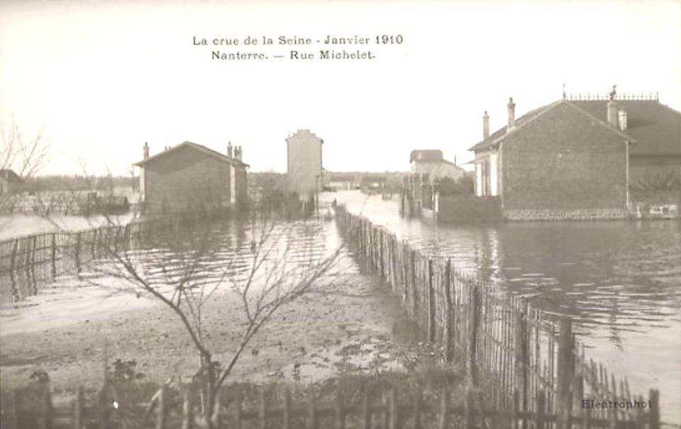 Nanterre.Rue Michelet.Crue de la Seine de 1910