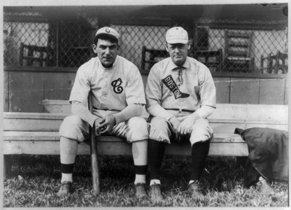 Napoleon Lajoie and Fred Lake, (baseball players) full, seated on bench LCCN2006677773