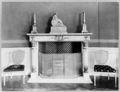 Napoleon clock and mantle in the Blue Room, White House LCCN2002705530