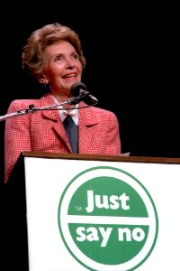 Nancy Reagan Speaking at a Just Say No Rally in Los Angeles California photo