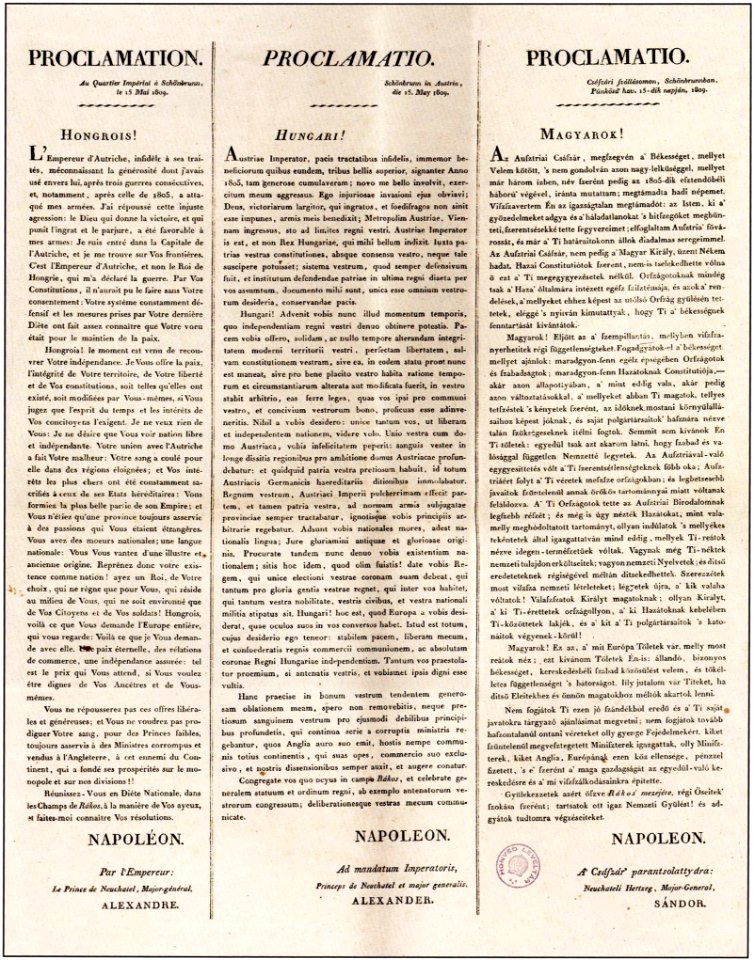 Napóleon kiáltványa a magyar nemzethez 1809