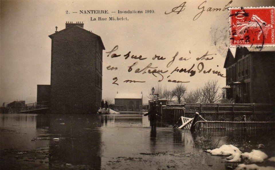 Nanterre.Rue Michelet.Inondations de la Seine en 1910