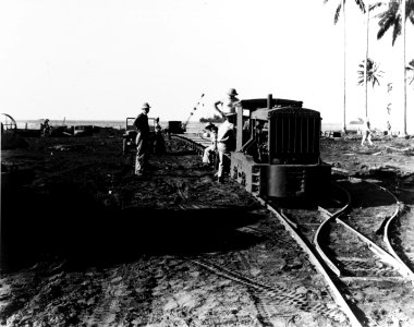Narrow gauge railway on Guadalcanal, Solomon Islands, circa in August 1943 (NH 89047)