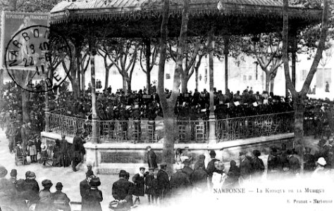 Narbonne Aude postcard kiosque 1840