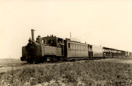 Narrow gauge train with closed and oped sided passer cars