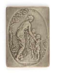 Namur - Alimentation de l'Enfance, plaquette by Pierre Theunis, Belgium, 1918, Coins and Medals Department of the Royal Library of Belgium, 2Lef72 - 24 (recto)