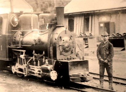 Narrow gauge steam locomotive of the Lucaci mine, ca 1900 photo