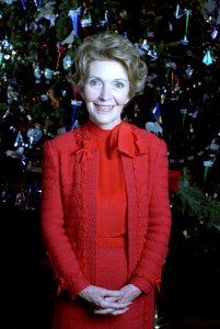Nancy Reagan in Front of The White House Christmas Tree in The Blue Room C5427-21 photo