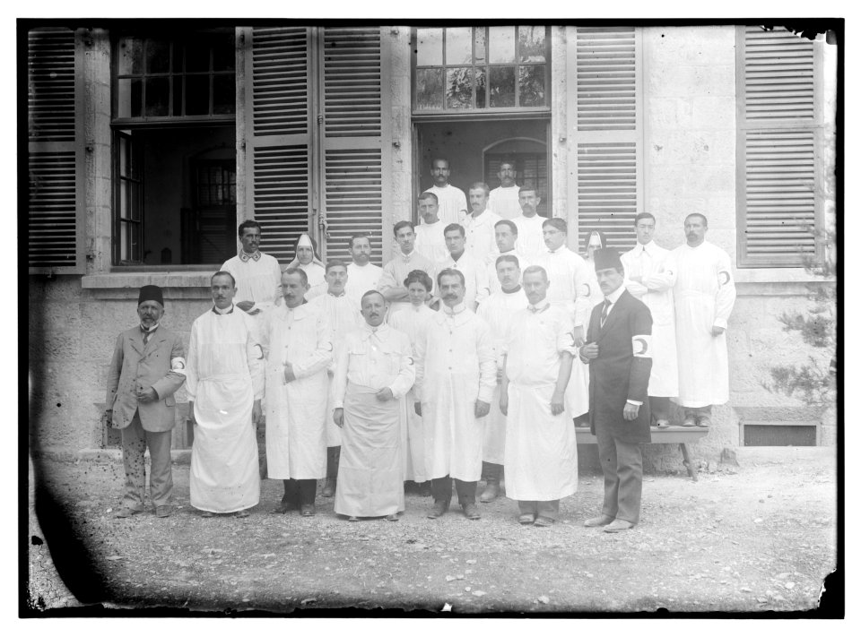 Nashat Bey and Red Crescent staff at the English Hospital, Jerusalem LOC matpc.08153