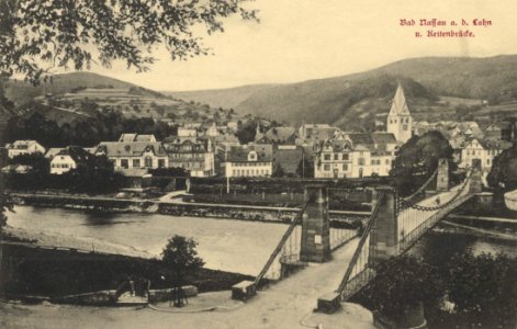 Nassau (Lahn), Rheinland-Pfalz - Stadtansicht und Kettenbrücke (Zeno Ansichtskarten)