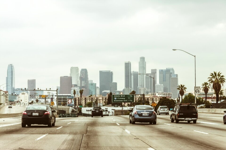 Skyscrapers autobahn freeway