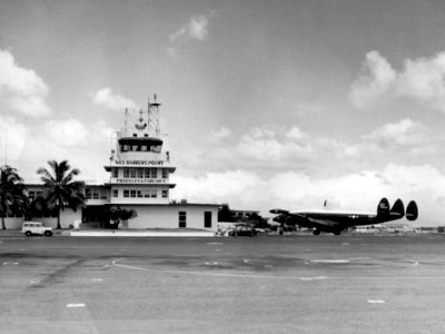 NAS Barbers Point tower with EC-121K Warning Star in 1965