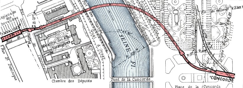 Metro de Paris - Traversee sous-fluviale ligne 8 - Profil en plan photo