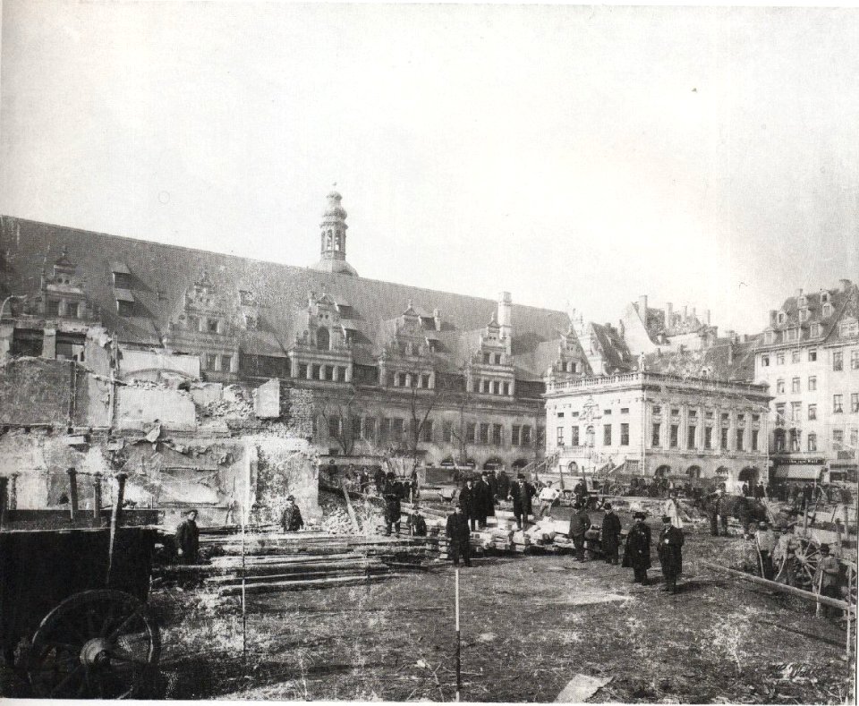 Naschmarkt Leipzig Abriss Ostseite 1907