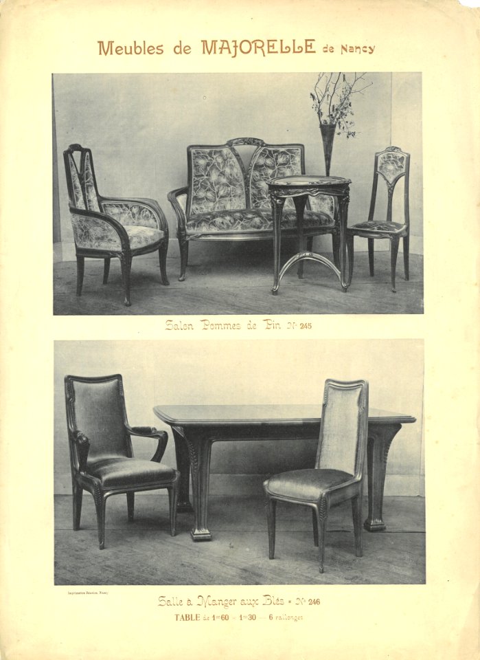 Meubles de Majorelle de Nancy. Salon Pommes de Pin fonds documentaire