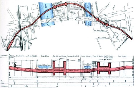Metro de Paris - Ligne 4 - Traversees sous-fluviale - Profils en plan et en long photo