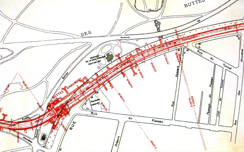 Metro de Paris - Ligne 7 - Plan Buttes-Chaumont