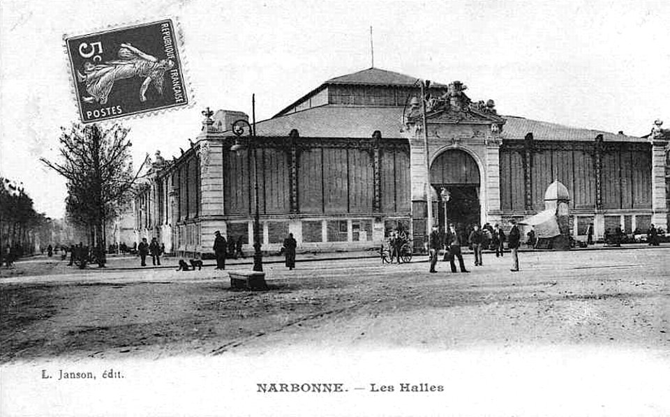 Narbonne Aude postcard halles