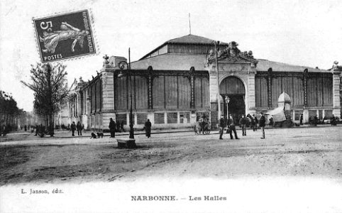 Narbonne Aude postcard halles