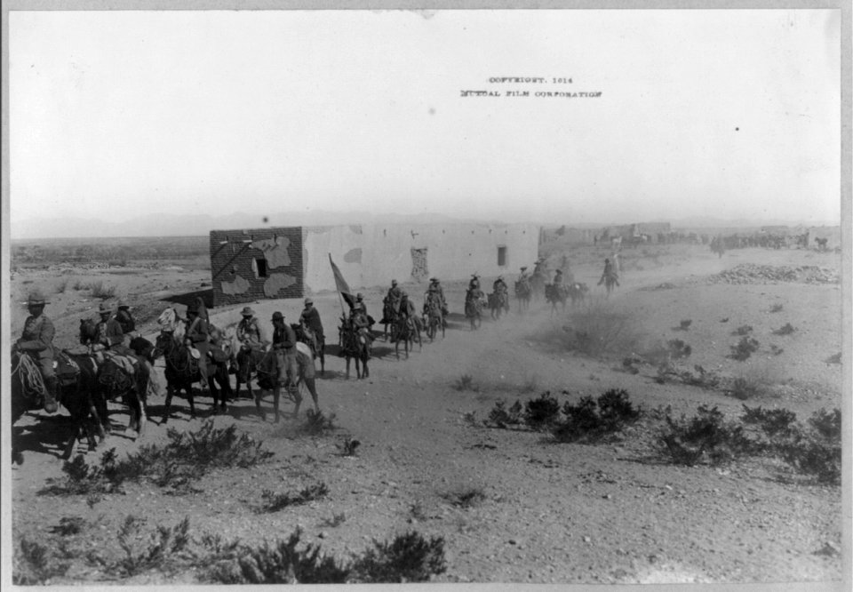 Mexican War scenes, 1914- column of mounted rebels LCCN2003655569