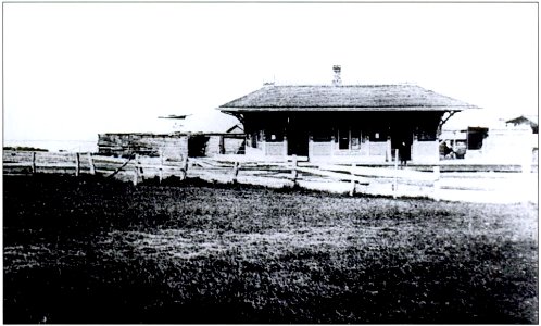 Narragansett Pier Railroad. Station at South Pier near Ocean Road. Built in 1876. Incl turntable. Closed in 1887 and than used as stores