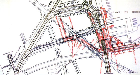Metro de Paris - Plan debranchement ligne 5 - Gare du Nord
