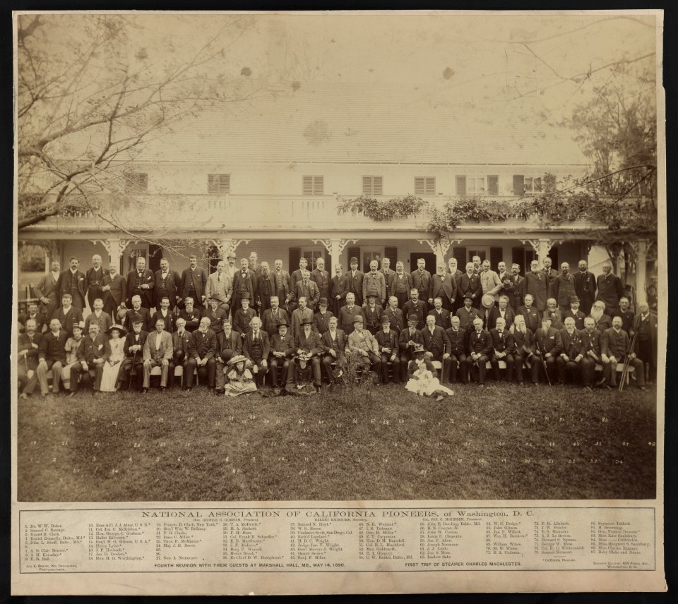 National Association of California Pioneers of Washington, D.C., fourth reunion with their guests at Marshall Hall, MD., May 14, 1890. First trip of steamer Charles Macalester - Jos. E. LCCN2013645079