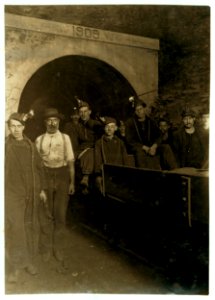 National Child Labor Committee. No. 72. Main entrance, Gary W. Va. Mine. Drivers and miners going to work 7 A.M. stay underground until 5-30 P.M. LOC cph.3b03529